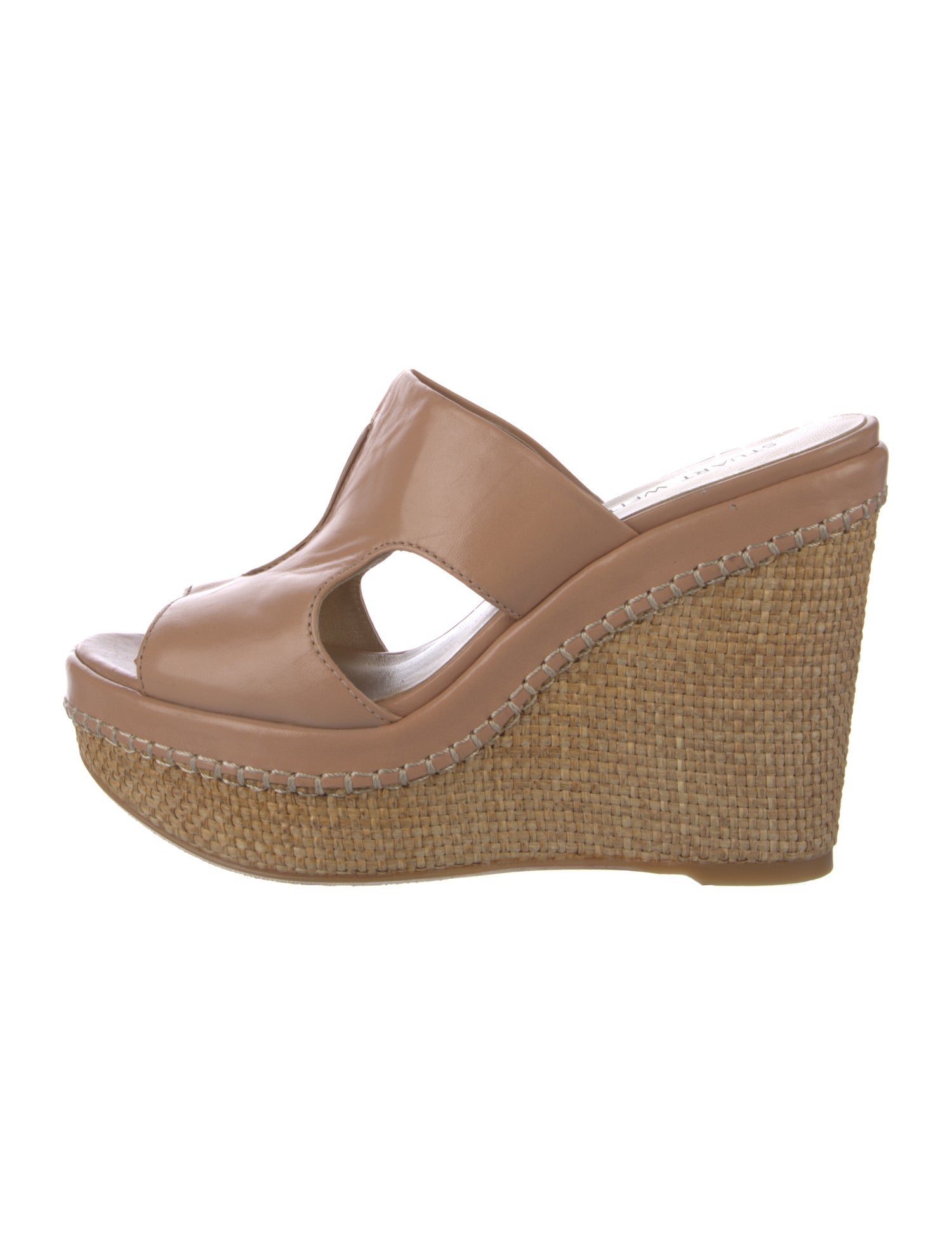 Stuart Weitzman Leather Cutout Accent Slides