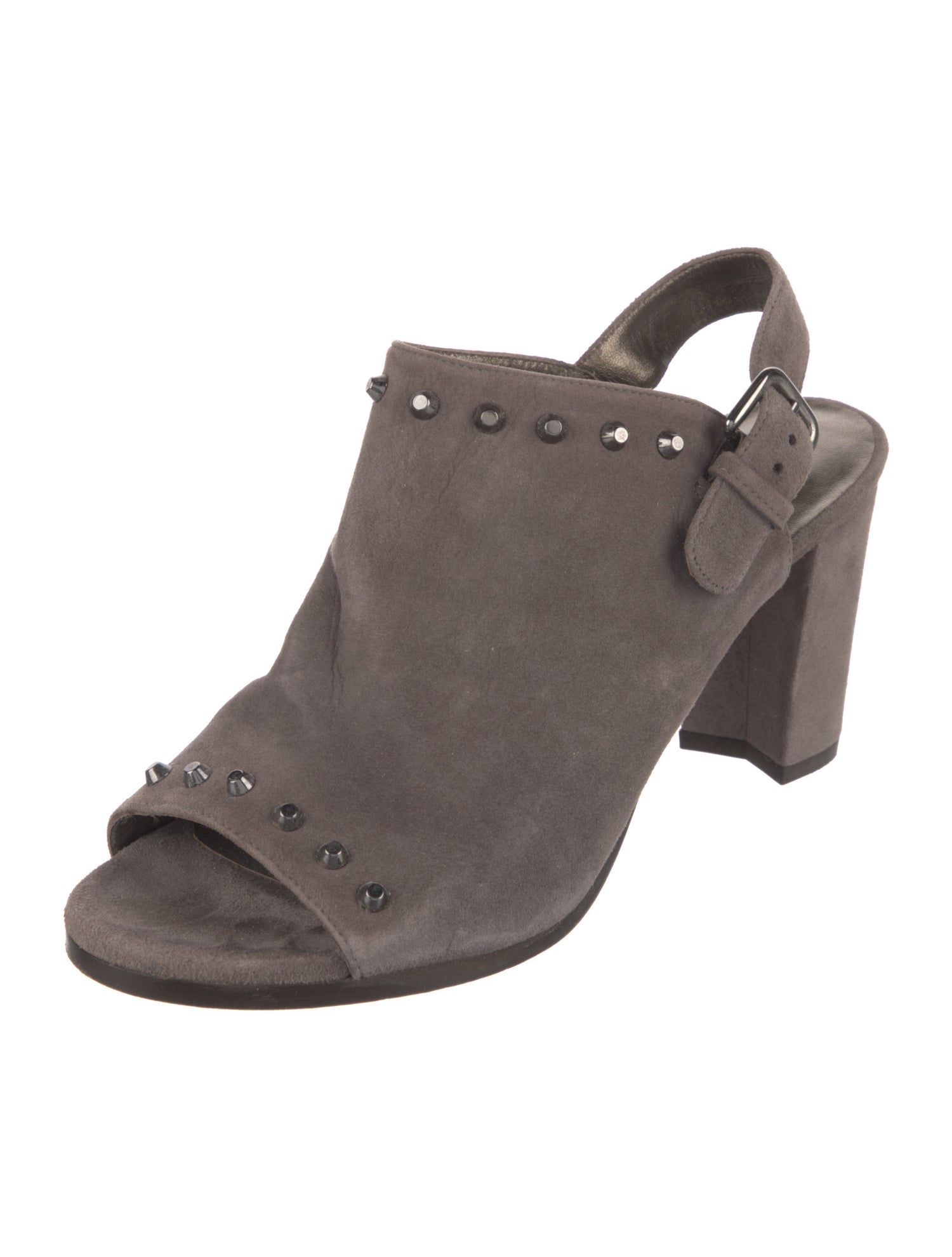 Stuart Weitzman Suede Studded Accents Slingback Pumps