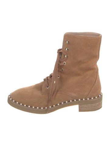 Stuart Weitzman Boots Suede Beaded Accents Combat US 6 |