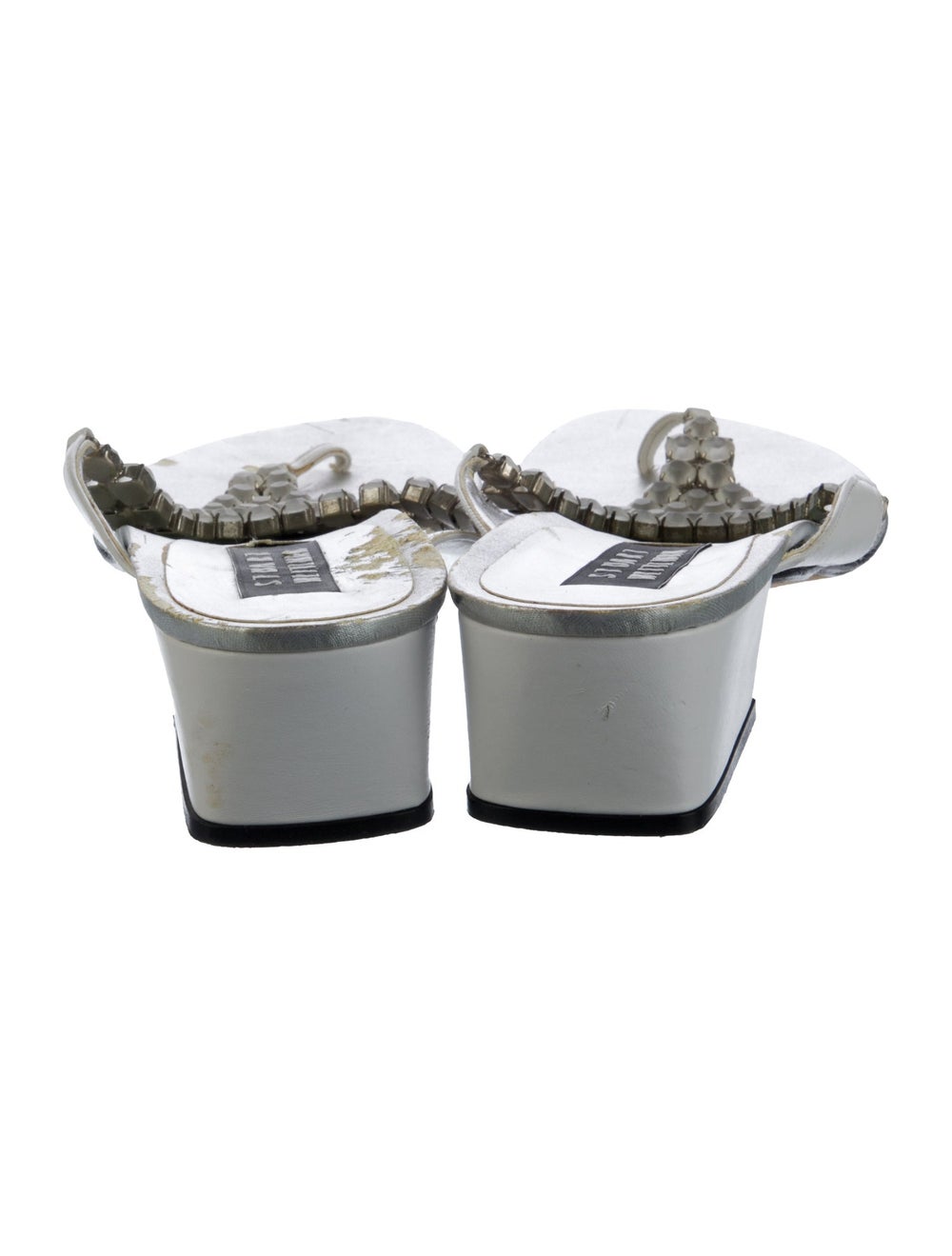 Stuart Weitzman Leather Slides Blue Studded Accen… - image 4