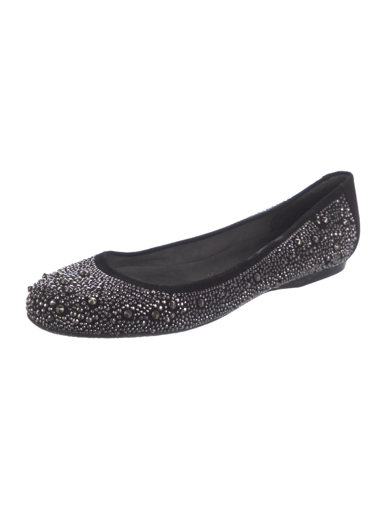 Stuart Weitzman Suede Crystal Embellishments Flats