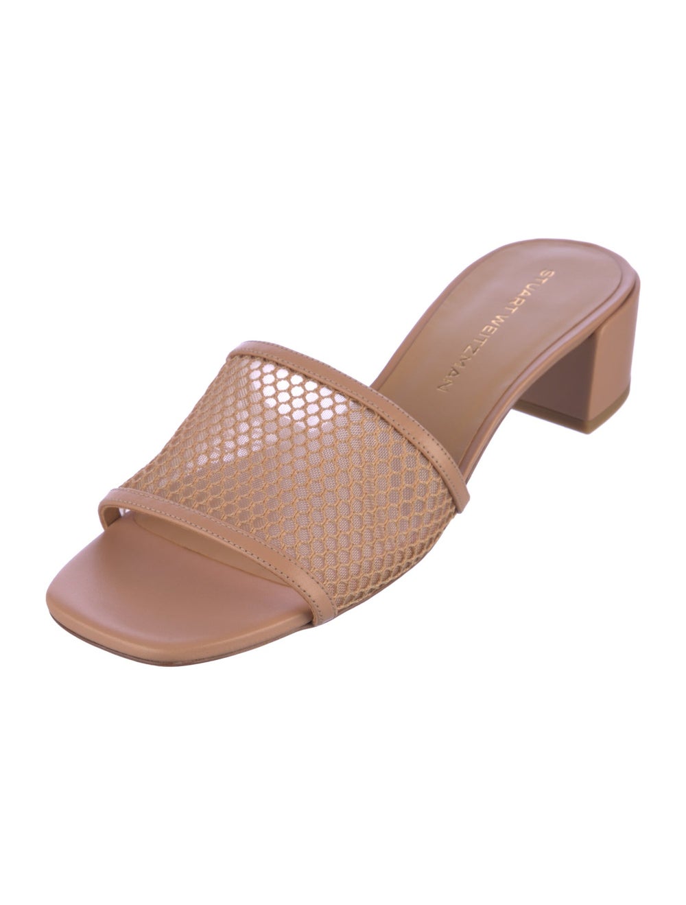 Stuart Weitzman Mesh Slides Neutrals Leather Trim - image 2