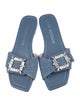 Stuart Weitzman Denim Crystal Embellishments Slides