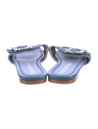 Stuart Weitzman Denim Crystal Embellishments Slides