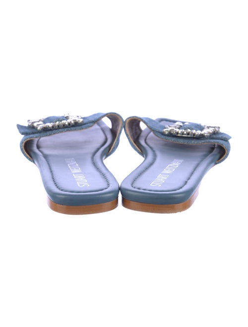 Stuart Weitzman Denim Crystal Embellishments Slides