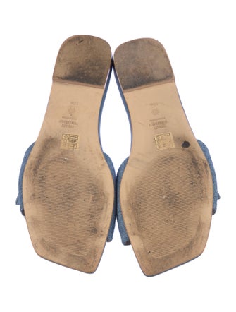 Stuart Weitzman Denim Crystal Embellishments Slides