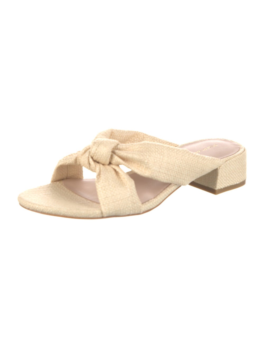 Stuart Weitzman Raffia Slides Neutrals Bow Accents - image 2