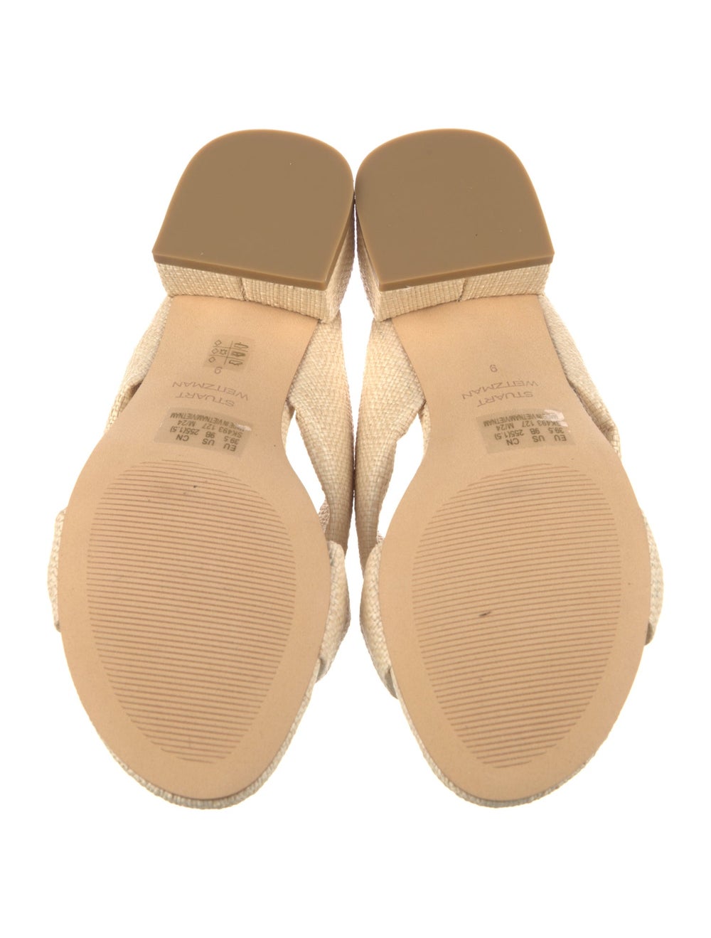 Stuart Weitzman Raffia Slides Neutrals Bow Accents - image 5
