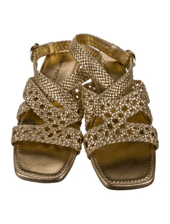 Stuart Weitzman Leather Animal Print Slingback Sandals