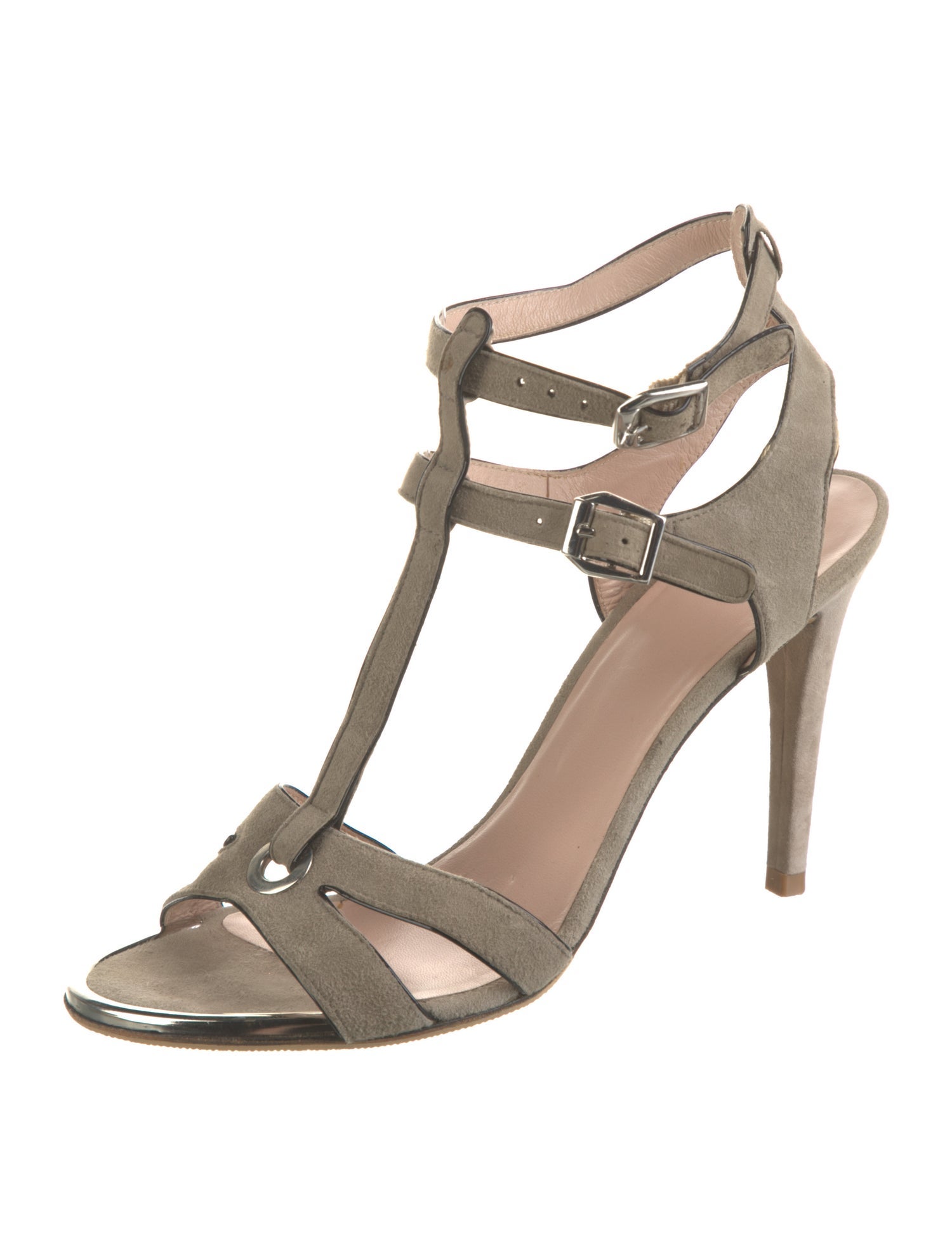 Stuart Weitzman Suede Animal Print T-Strap Sandals