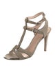 Stuart Weitzman Suede Animal Print T-Strap Sandals