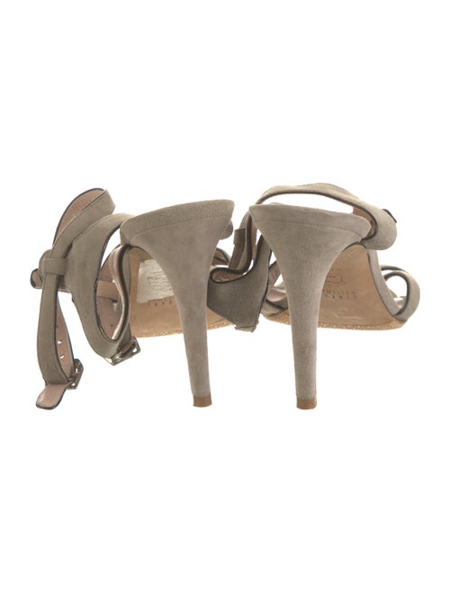 Stuart Weitzman Suede Animal Print T-Strap Sandals