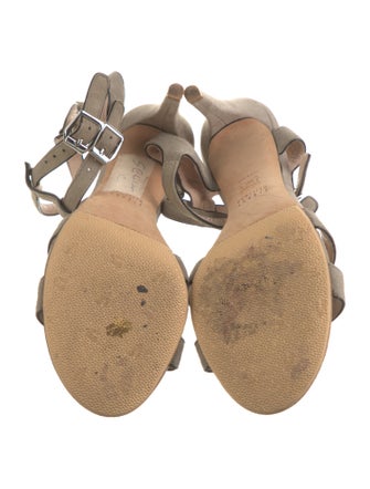 Stuart Weitzman Suede Animal Print T-Strap Sandals