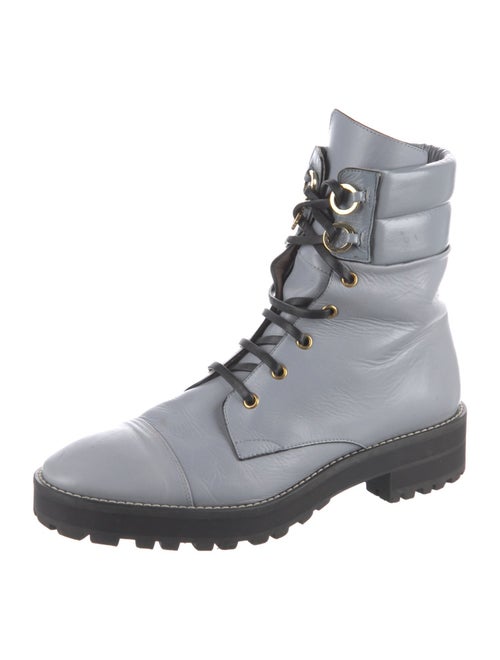 Stuart Weitzman Leather Colorblock Pattern Combat Boots