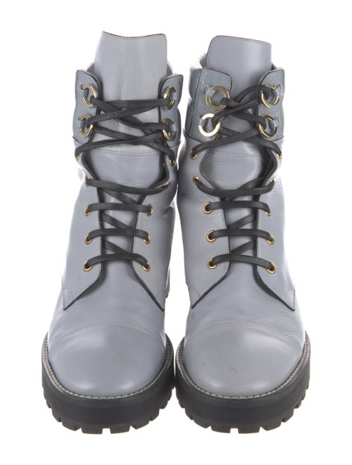 Stuart Weitzman Leather Colorblock Pattern Combat Boots