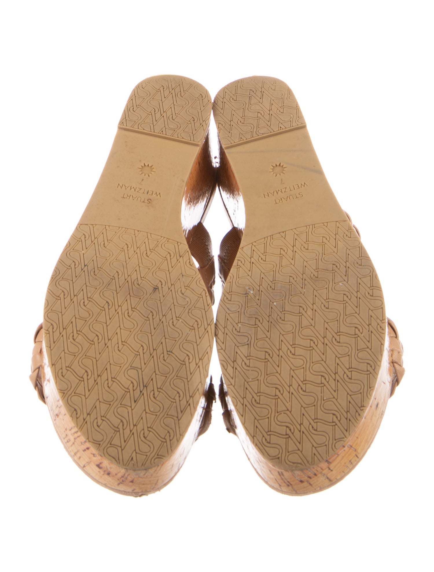 Stuart Weitzman Leather Braided Accents Sandals