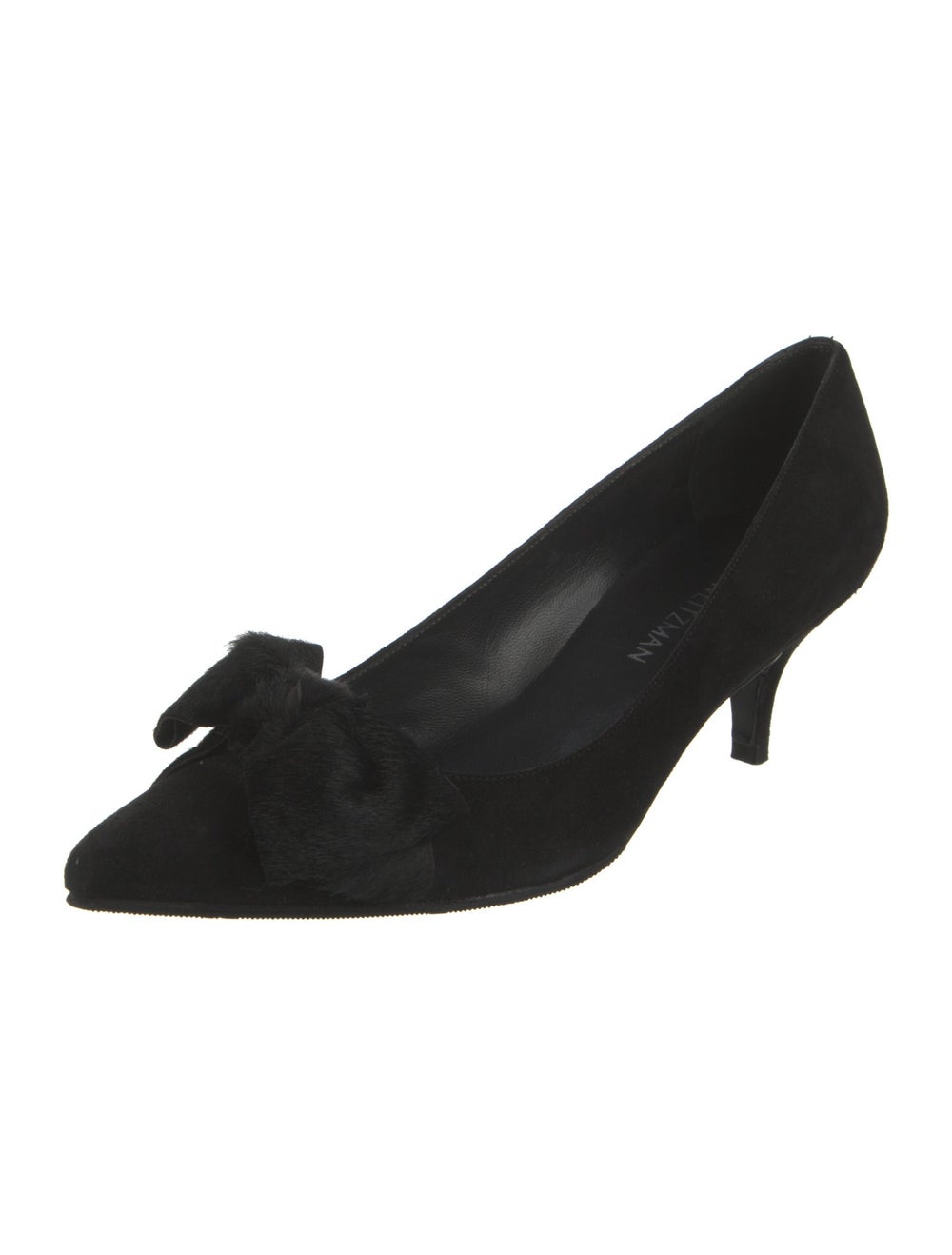 Stuart Weitzman Suede Pumps Black Pointed-Toes wi… - image 2