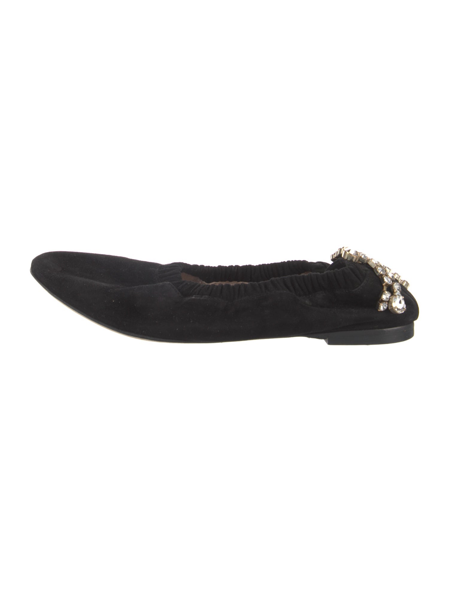 Stuart Weitzman Suede Crystal Embellishments Ballet Flats