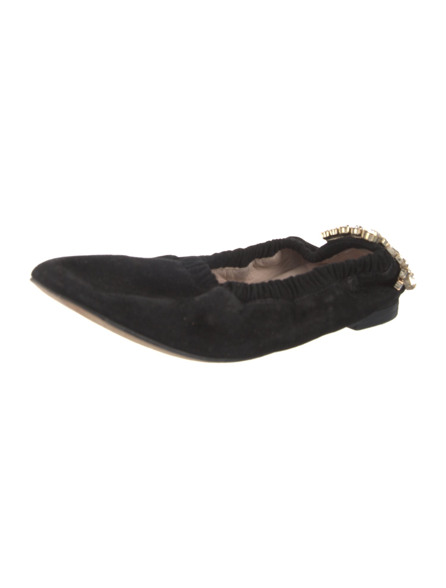 Stuart Weitzman Suede Crystal Embellishments Ballet Flats
