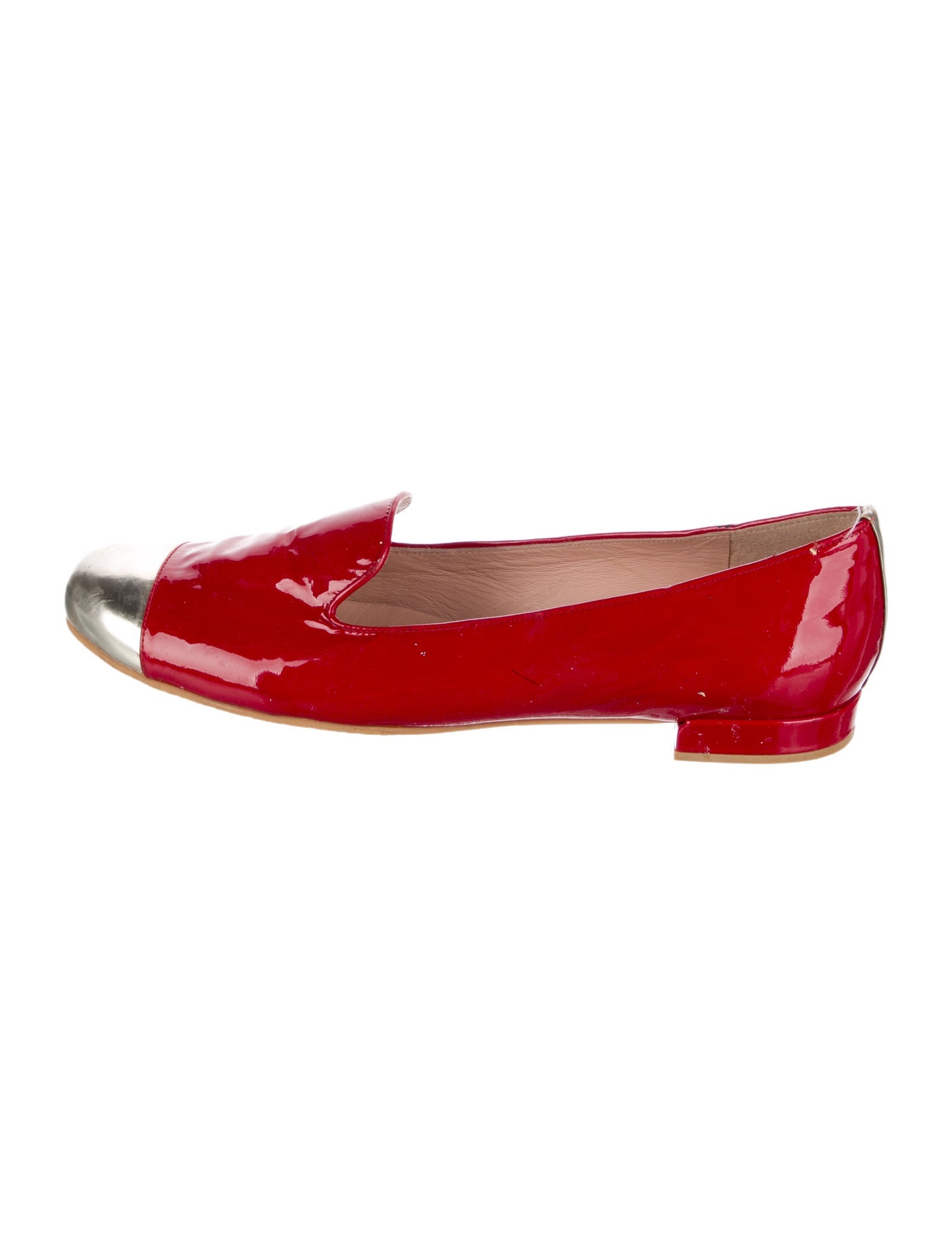 Stuart Weitzman Patent Leather Colorblock Pattern Loafers