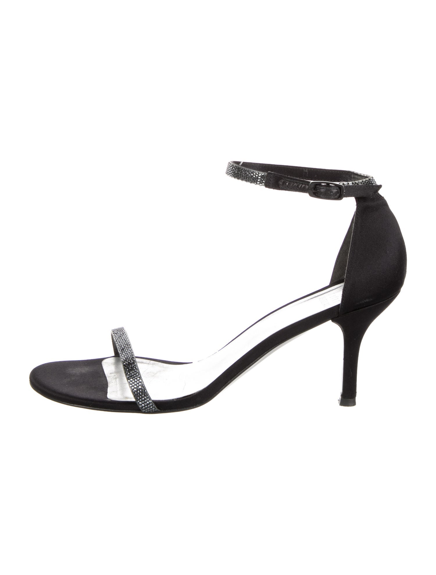 Stuart Weitzman Satin Crystal Embellishments Sandals