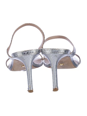 Stuart Weitzman Embossed Leather Animal Print Slides