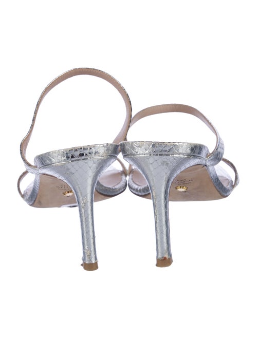 Stuart Weitzman Embossed Leather Animal Print Slides