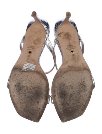 Stuart Weitzman Embossed Leather Animal Print Slides