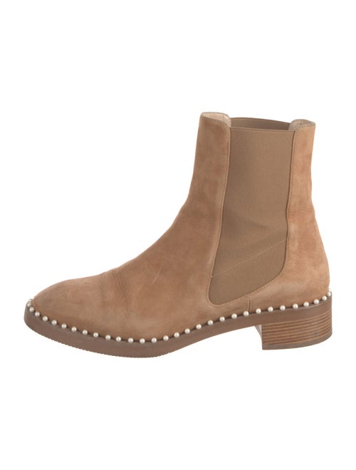 Stuart Weitzman Faux Pearl Accents Suede Chelsea Boots