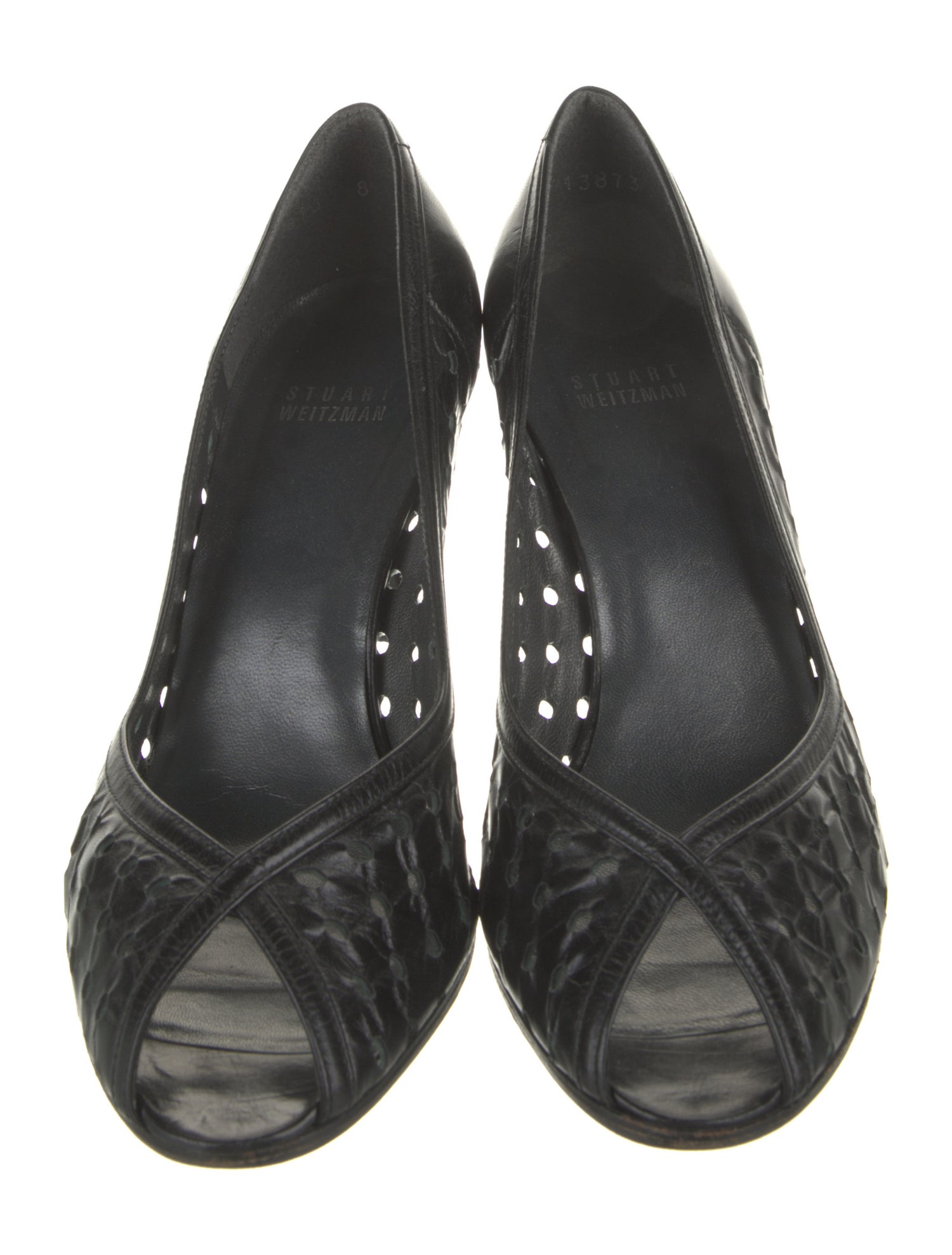 Stuart Weitzman Leather Lasercut Accents Pumps