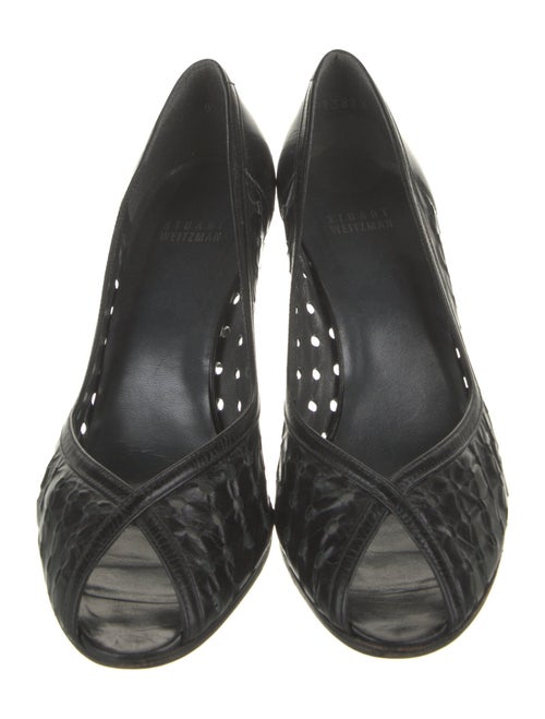 Stuart Weitzman Leather Lasercut Accents Pumps