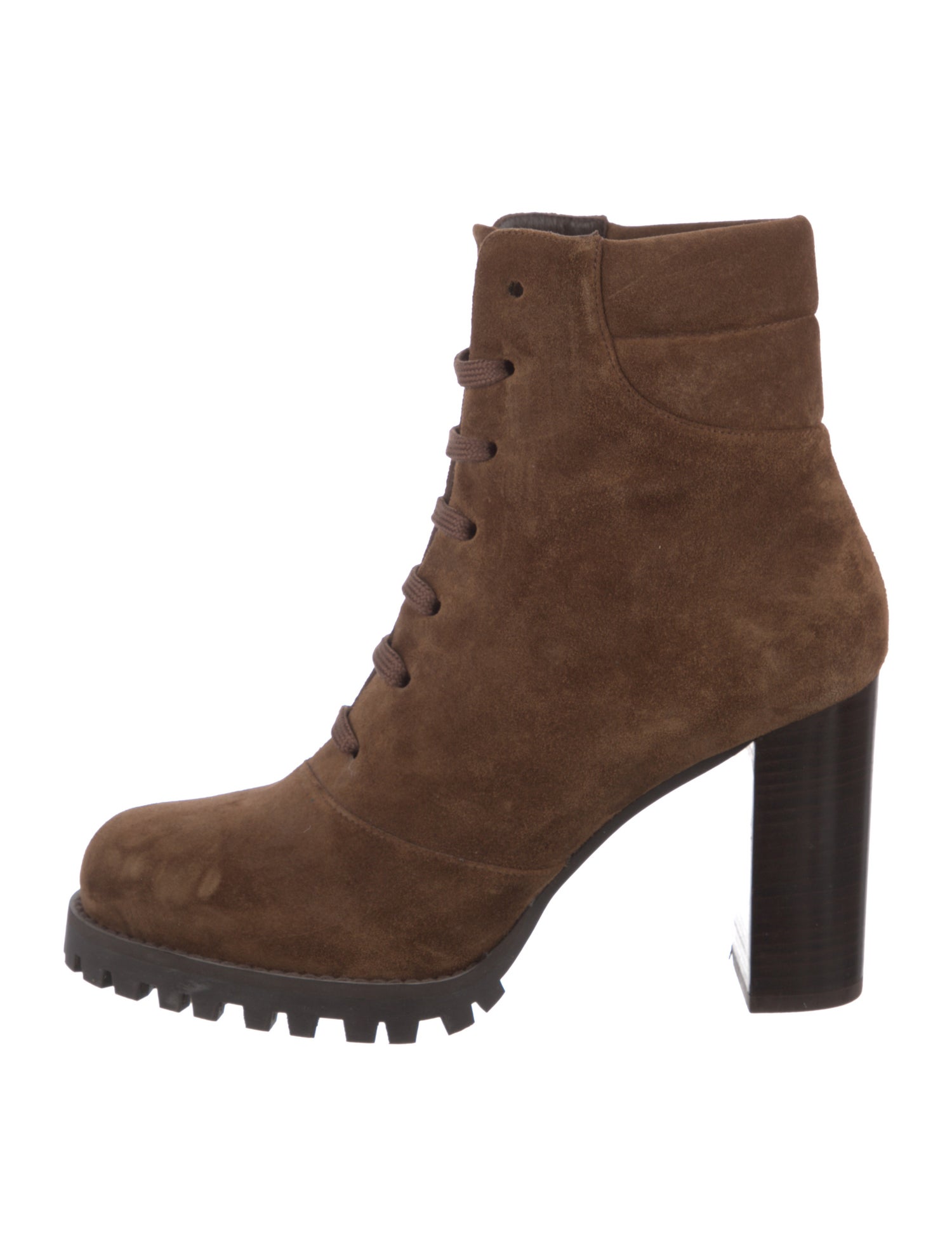 Stuart Weitzman Suede Colorblock Pattern Lace-Up Boots