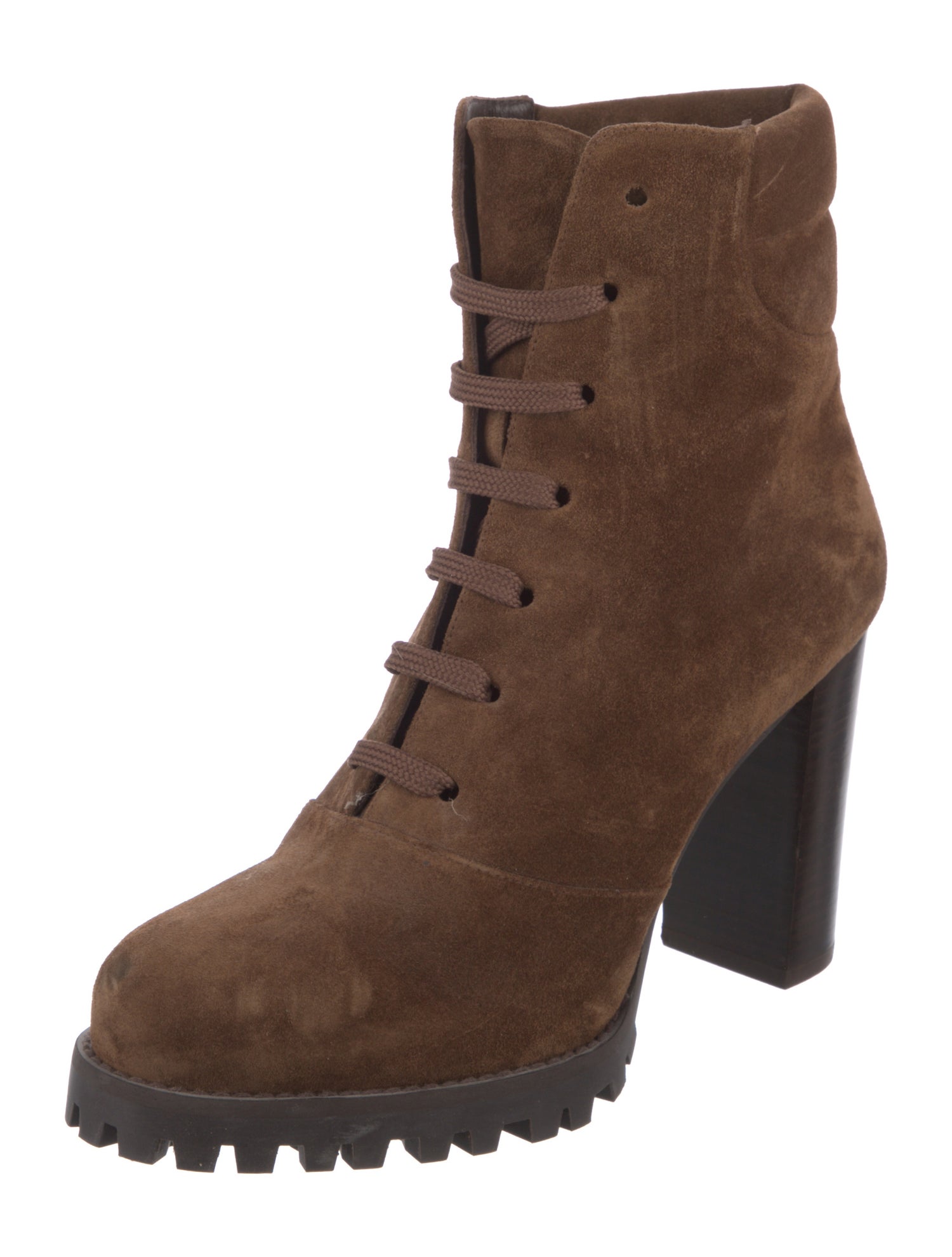 Stuart Weitzman Suede Colorblock Pattern Lace-Up Boots