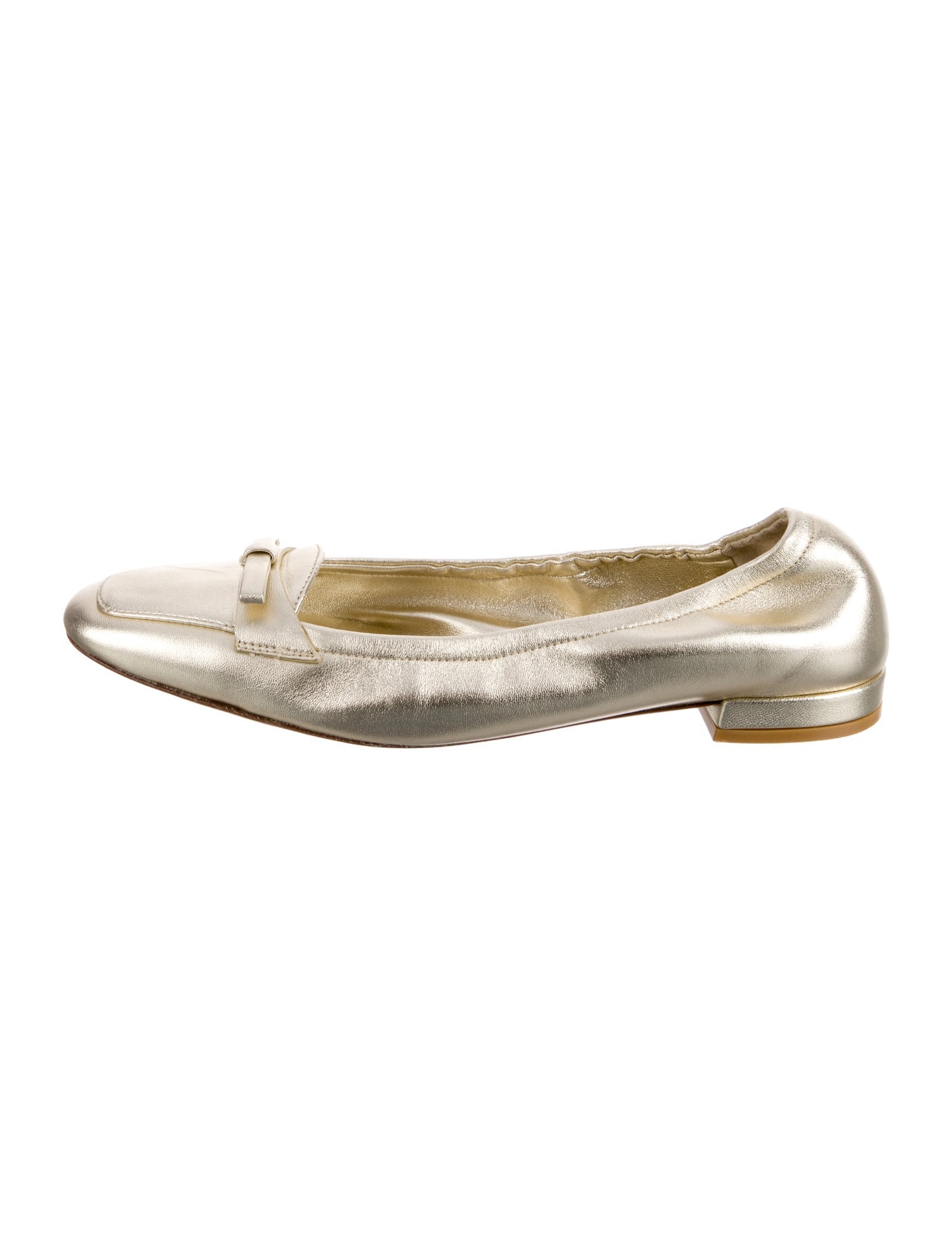 Stuart Weitzman Leather Bow Accents Ballet Flats