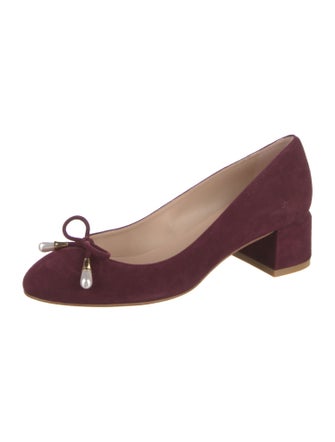 Stuart Weitzman Suede Bow Accents Pumps