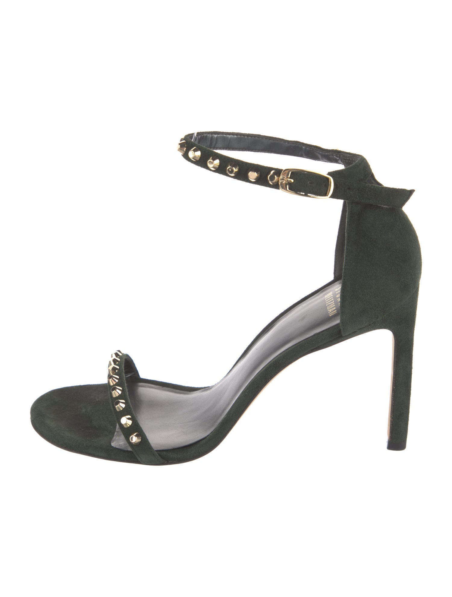 Stuart Weitzman Suede Studded Accents Sandals