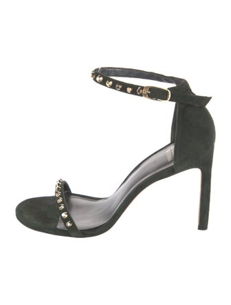Stuart Weitzman Suede Studded Accents Sandals