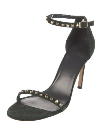 Stuart Weitzman Suede Studded Accents Sandals