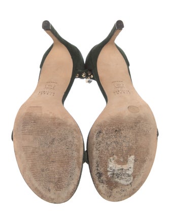 Stuart Weitzman Suede Studded Accents Sandals