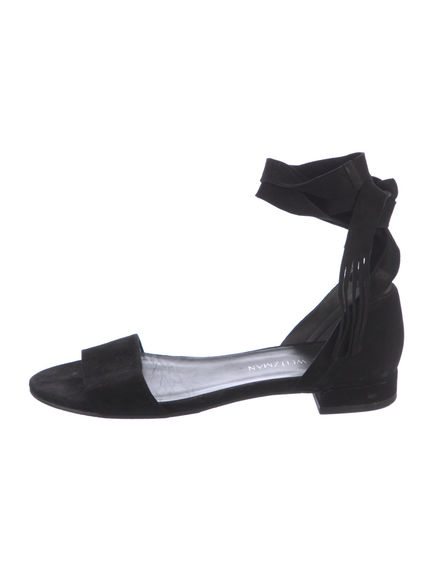 Stuart Weitzman Suede Fringe Trim Accent Sandals