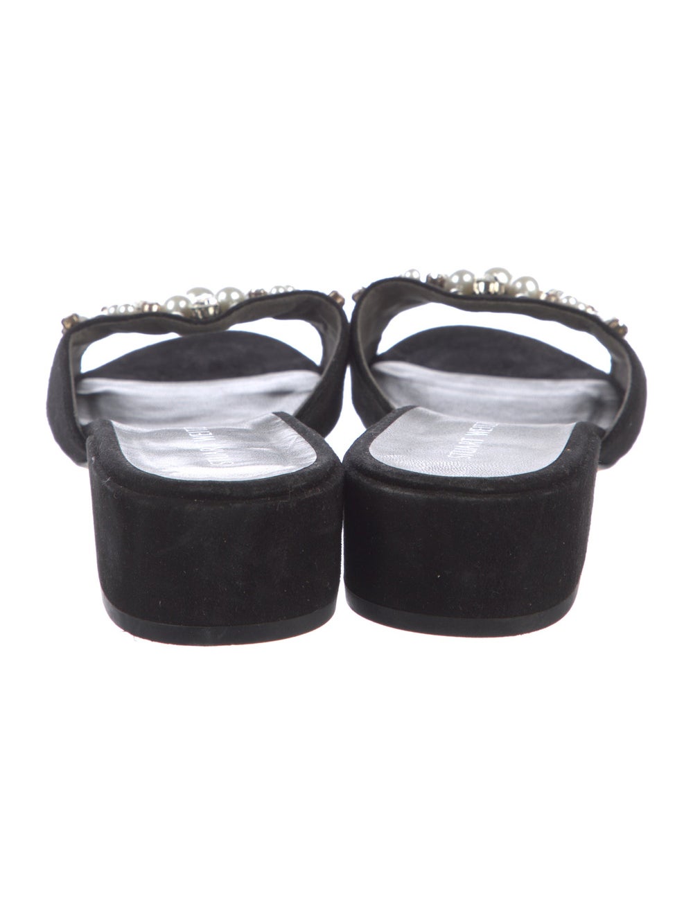 Stuart Weitzman Suede Slides Black Beaded & Cryst… - image 4