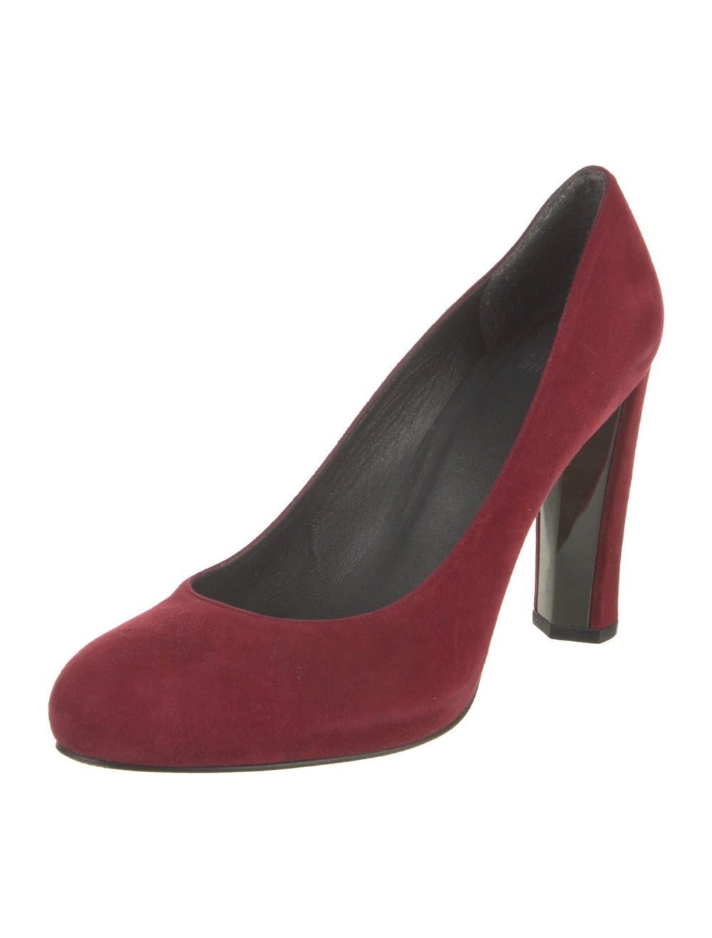 Stuart Weitzman Suede Pumps Red Round-Toes Platfo… - image 2
