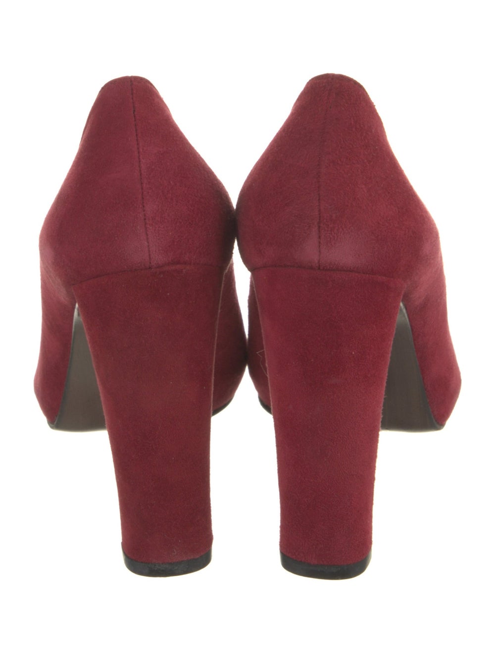 Stuart Weitzman Suede Pumps Red Round-Toes Platfo… - image 4