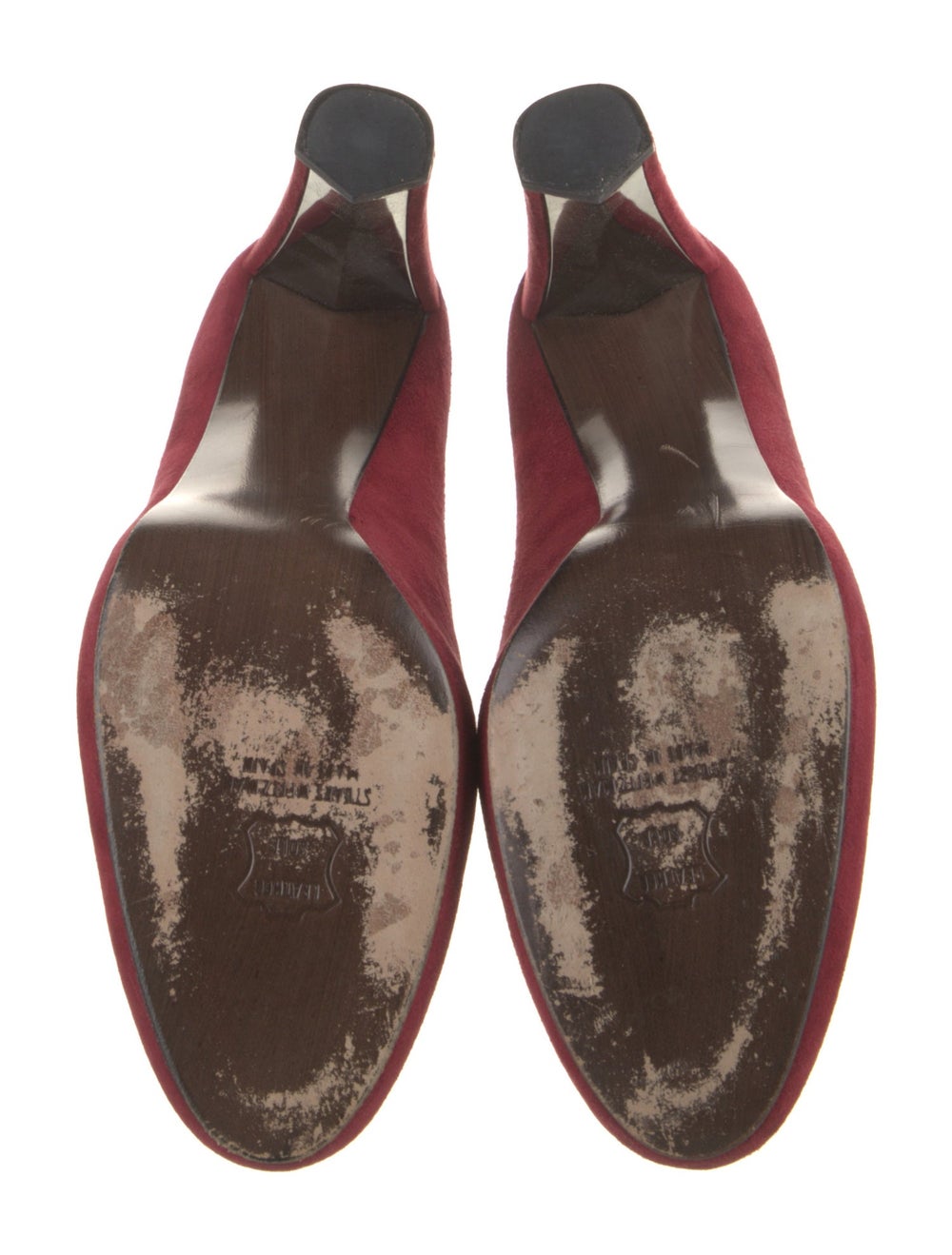 Stuart Weitzman Suede Pumps Red Round-Toes Platfo… - image 5