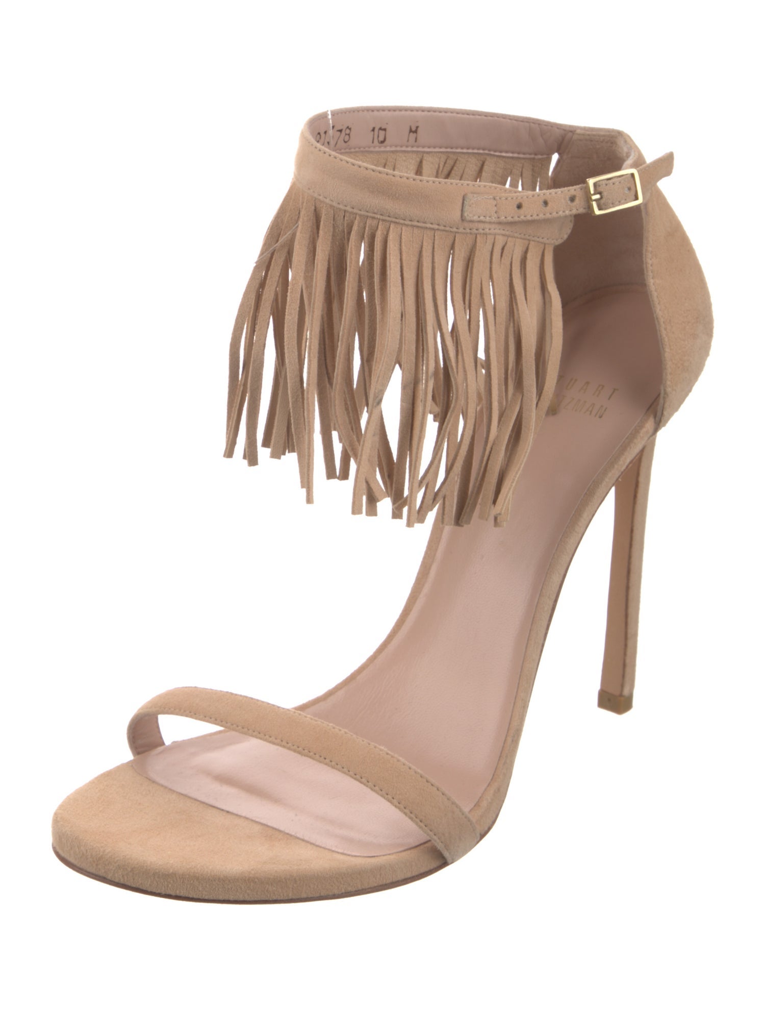 Stuart Weitzman Suede Fringe Trim Accent Sandals