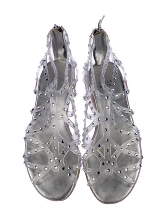 Stuart Weitzman Polka Dot Print Crystal Embellishments Gladiator Sandals