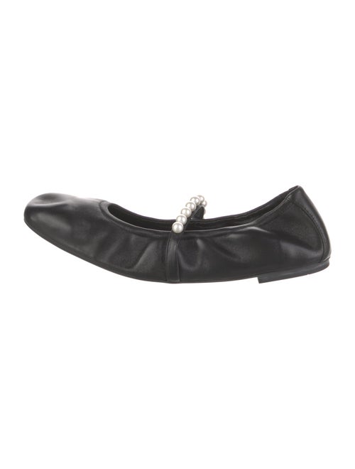 Stuart Weitzman Faux Pearl Accents Leather Ballet Flats