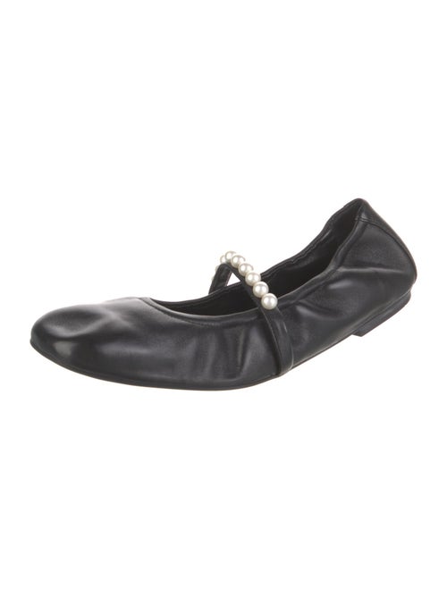 Stuart Weitzman Faux Pearl Accents Leather Ballet Flats