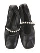 Stuart Weitzman Faux Pearl Accents Leather Ballet Flats
