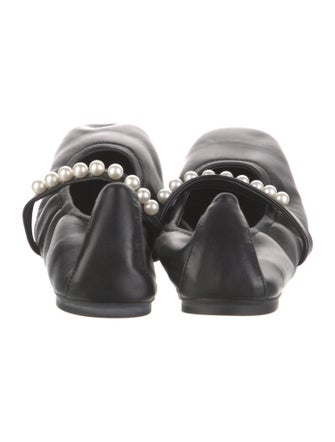Stuart Weitzman Faux Pearl Accents Leather Ballet Flats